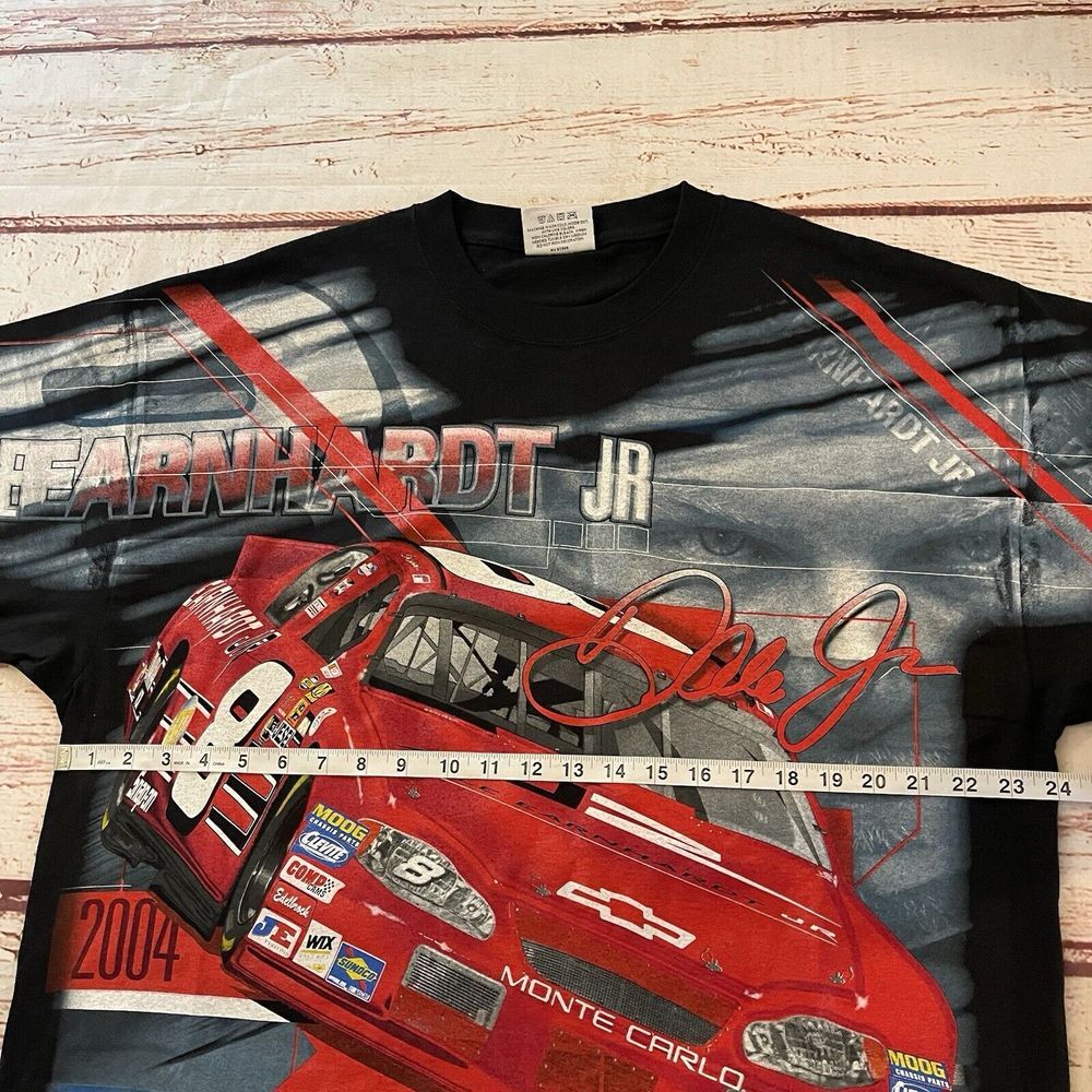 Vintage AOP Dale Earnhardt Jr. Nascar All Over Print T Shirt Large Dominator NOS - Picture 9 of 10